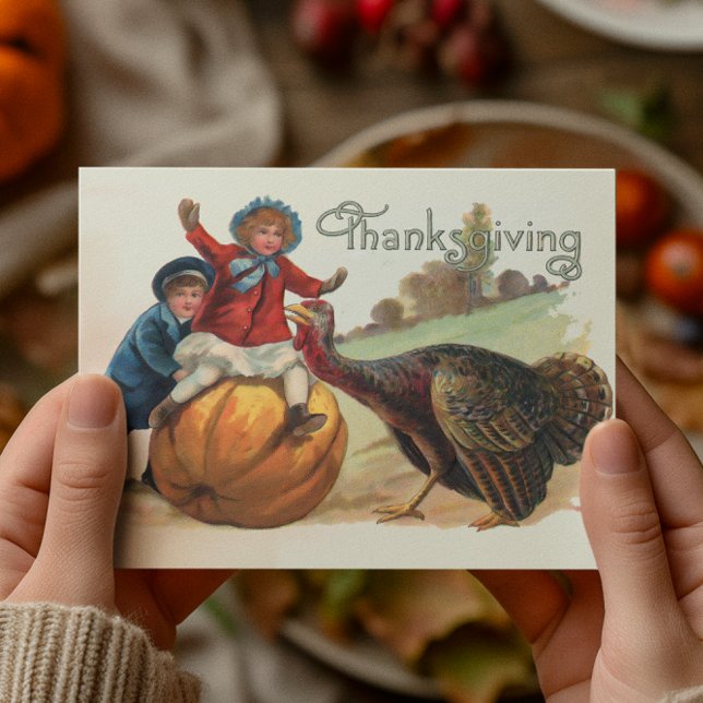 Carte Dinde de vintage de Thanksgiving Citrouille (Créateur téléchargé)