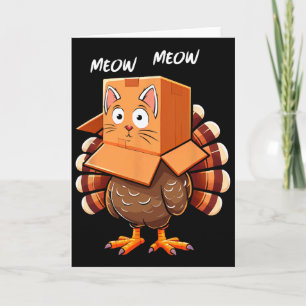 Carte Dinde drôle chat miaou hommes femmes enfants Thank