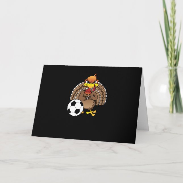 Carte Dinde drôle de soccer de Thanksgiving Cadeau (Devant)