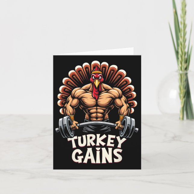 Carte Dinde drôle de Thanksgiving gagne en motivation sa (Devant)