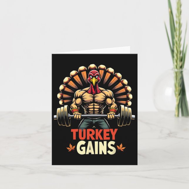 Carte Dinde drôle de Thanksgiving gagne la motivation Gy (Devant)