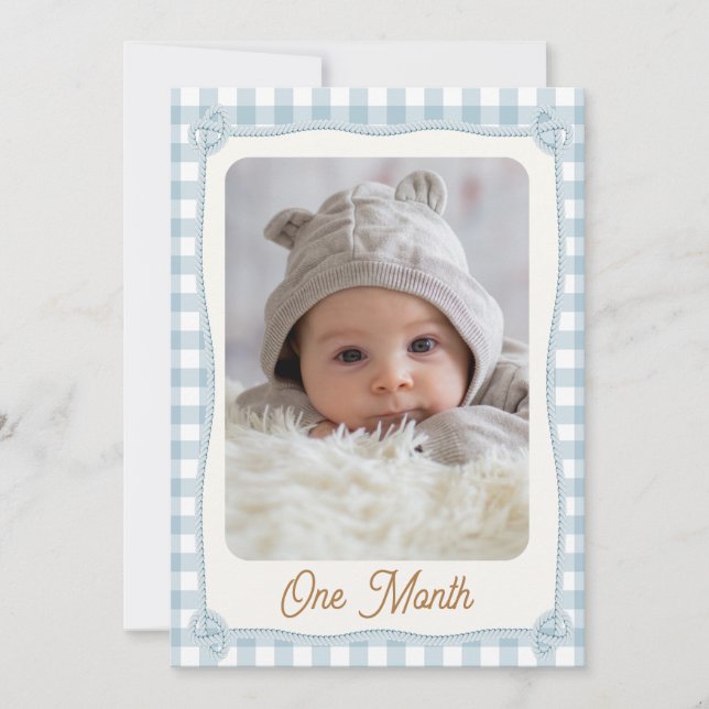 Carte d'indicateur de bannière mensuelle Plaid Blu (Devant)