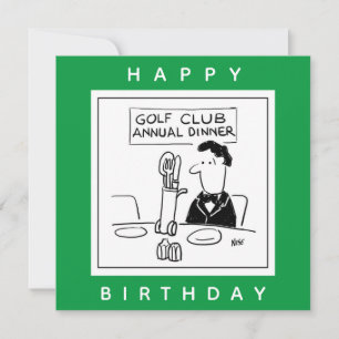 Carte Dîner de golf avec Cutlery in Golf Trolley Cartoon