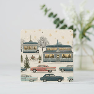 Carte Dîner de Noël Rétro Nostalgie