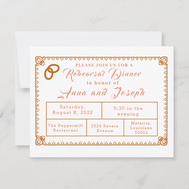 Carte Dîner de répétition catholique Crucifix & Mariage  (Devant)