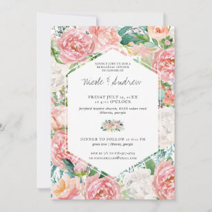 Carte Dîner de répétition de Mariage floral d'été