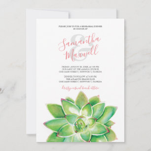 Carte Dîner de répétition Feuille Succulent aquarelle