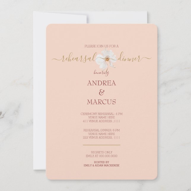Carte Dîner de répétition Mariage de l'orchidée de Creme (Devant)