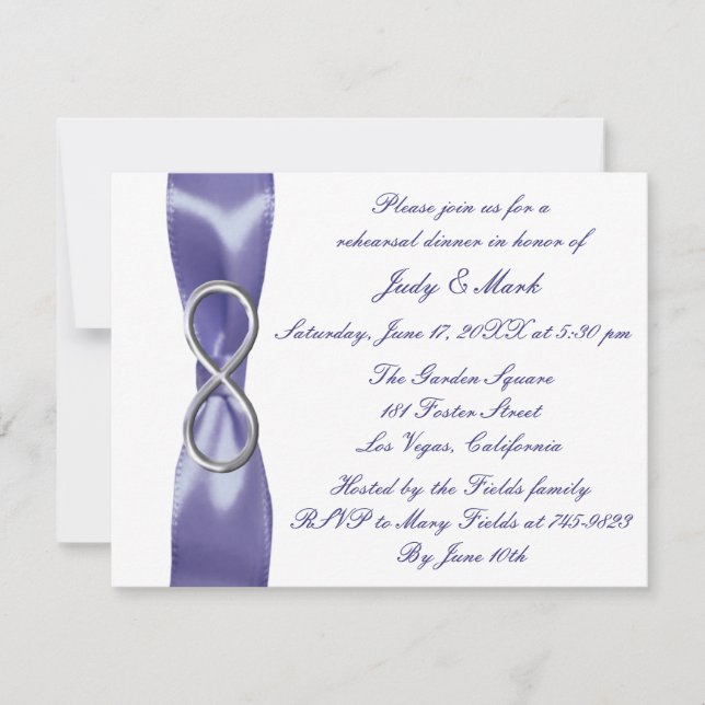 Carte Dîner de répétition Purple Blue Silver Infinity (Devant)