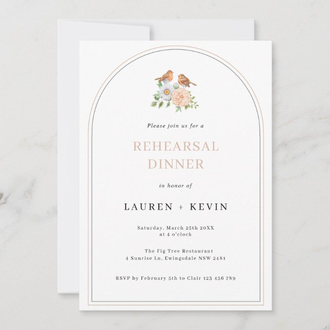Carte Dîner de répétition simple inséparables (Devant)