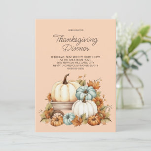 Carte Dîner de Thanksgiving Rustique Bohème Citrouilles