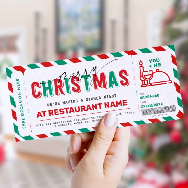 Carte Dîner Nuit cadeau de Noël Coupon (Créateur téléchargé)