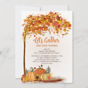 Carte Dîners de Thanksgiving Citrouilles Feuilles D'auto