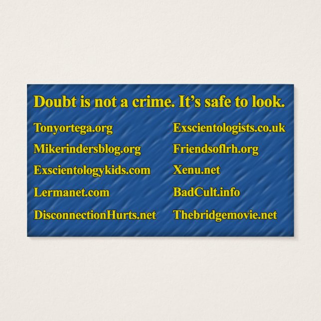 Carte d'information antiscientologie (personnel de (Dos)