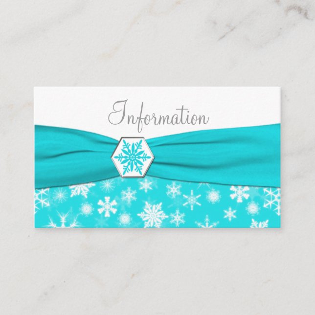 Carte d'information Aqua, White, Grey Snowflakes (Devant)