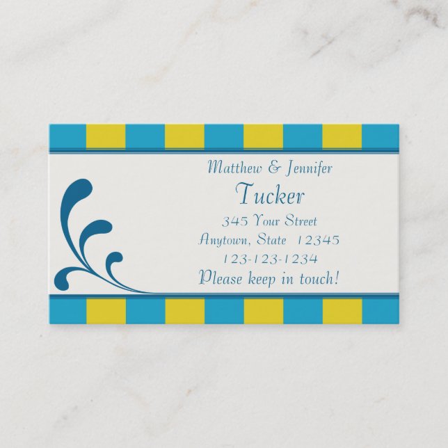 Carte d'information de contact de mariée et de cha (Devant)