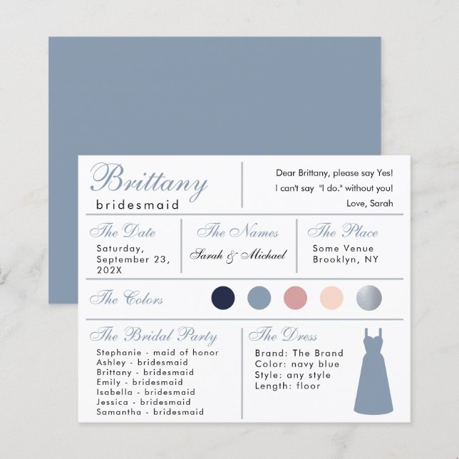 Carte d'information de la femme de ménage Dusty Bl (Devant / Derrière)