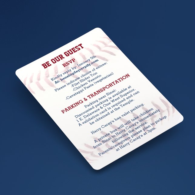 Carte d'information de l'invité Baseball Bar Mitzv (Créateur téléchargé)