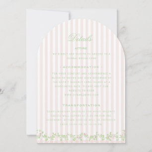 Carte d'information de mariage à rayures roses suc