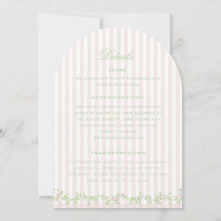 Carte d'information de mariage à rayures roses suc