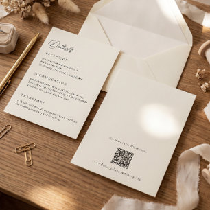 Carte d'information de mariage avec code QR Ivory