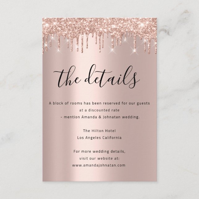 Carte d'information de mariage avec détails d'étin (Devant)