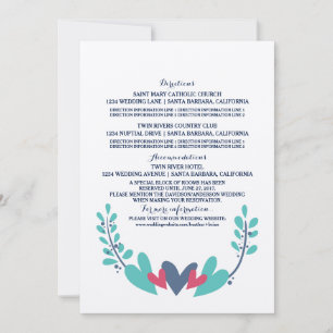 Carte d'information de mariage Cœurs et Vignes