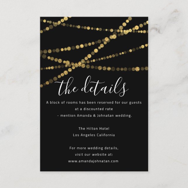 Carte d'information de mariage en or (Devant)