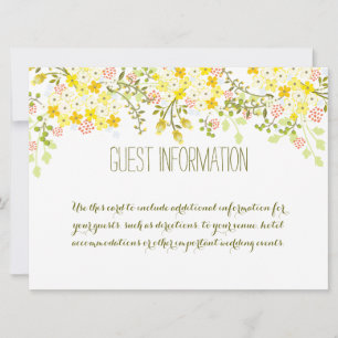 Carte d'information de mariage florale jaune Gloir