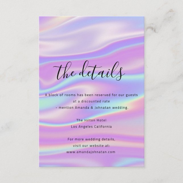 Carte d'information de mariage holographique (Devant)