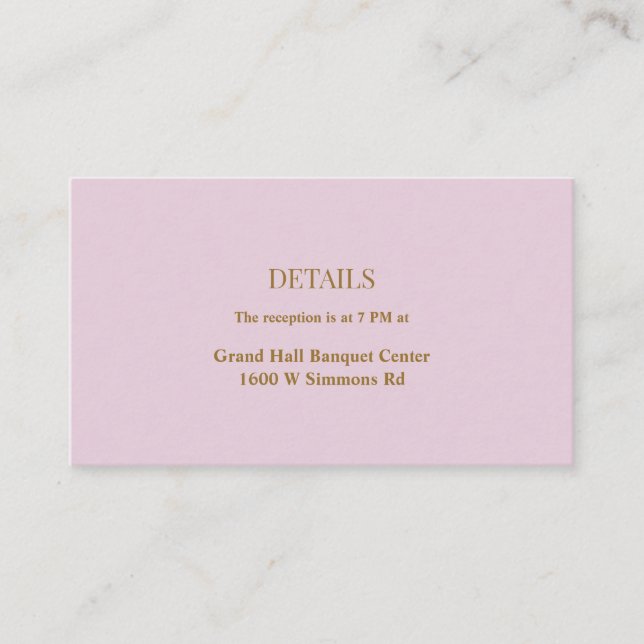 Carte d'information de mariage simple violet (Devant)