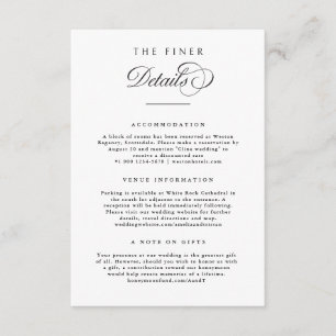 Carte d'information de mariage The Finer Details