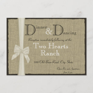 Carte d'information de réception en toile de jute 