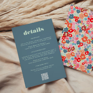 Carte d'information du Mariage de code QR bleu gra