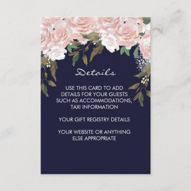 carte d'information du mariage rose marine (Devant)