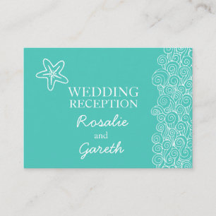 Carte d'information du mariage turquoise & blanc S