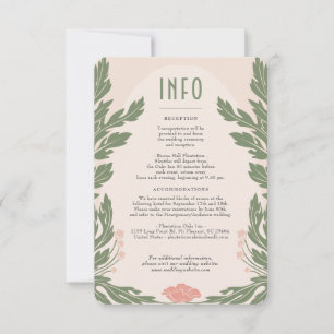 Carte d'information du Mariage Vintage rose