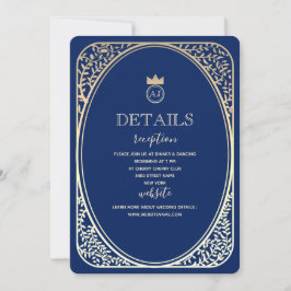 Carte d'information Elegant Marine and Gold Mariag