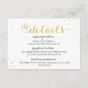 Carte d'information Faux Gold Foil