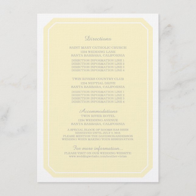 Carte d'information Jaune simple et élégante (Devant)