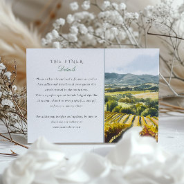 Carte d'information Mariage Napa Valley Vineyard