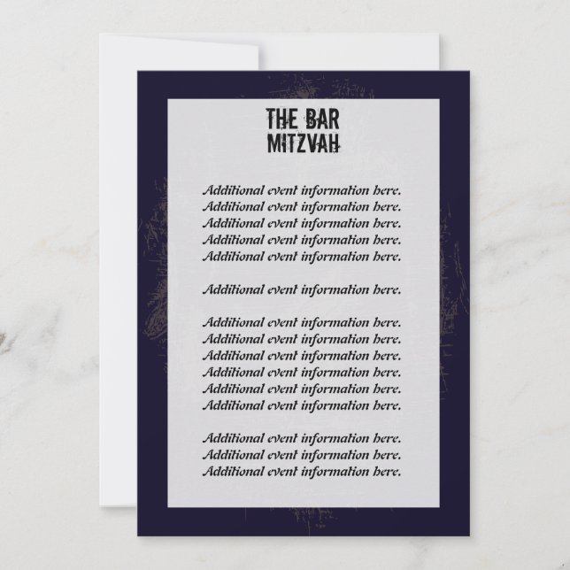 Carte d'information Mitzvah Rock Band Bar (Devant)