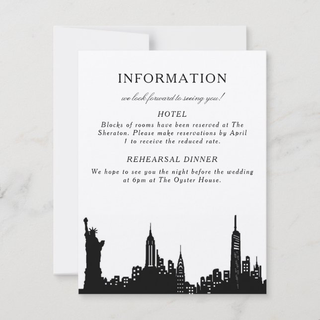 Carte d'information noir et blanc de NYC (Devant)