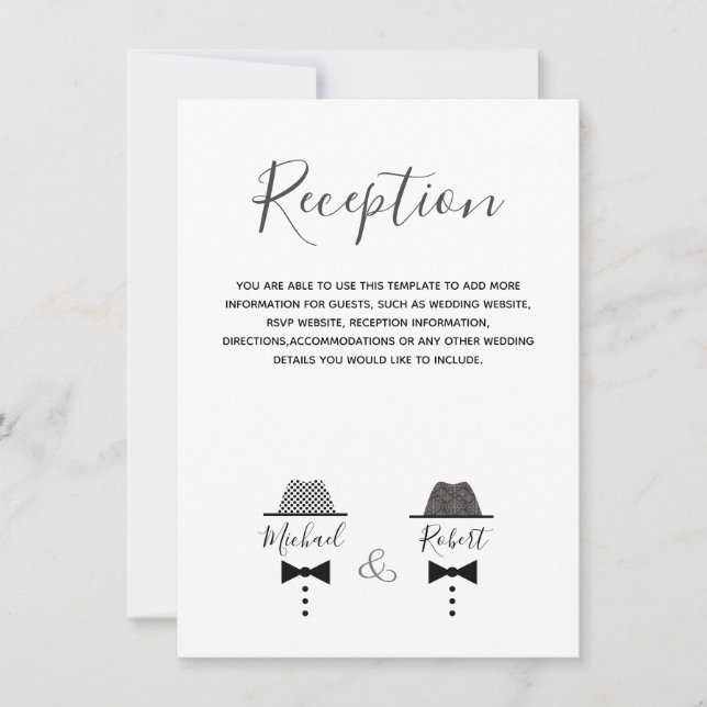 Carte d'information noir et blanc pour mariage gay (Devant)