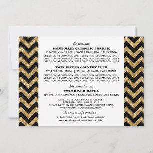 Carte d'information Paillettes Chevron Or