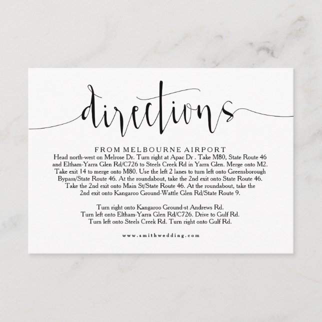 Carte d'information Rustic Mariage Directions (Devant)
