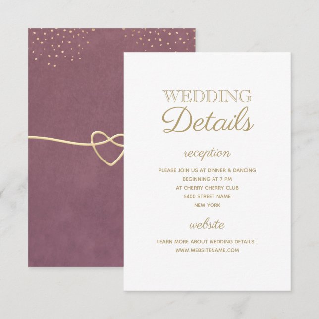 Carte d'information simple Elegant White Gold Mari (Devant / Derrière)