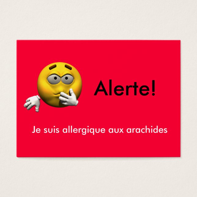 Carte d'information sur l'allergie française - Ara (Devant)