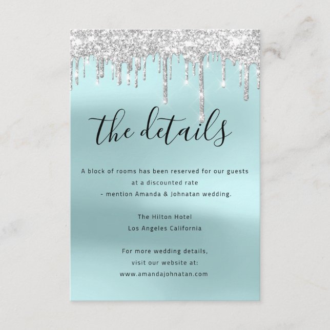 Carte d'information sur les détails du mariage (Devant)