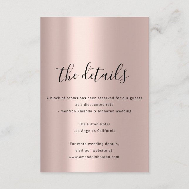 Carte d'information sur les détails du mariage Ros (Devant)